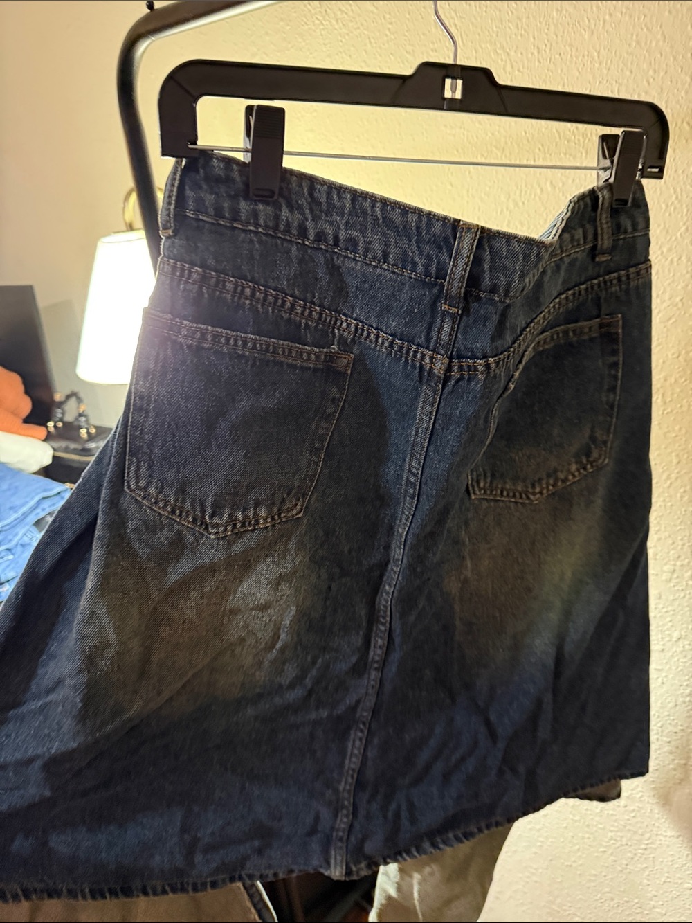 SHEIN Dark Blue Asymmetrical Denim Skirt with Front Cutout - Picture 16 of 16